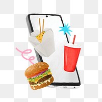 Food delivery png, aesthetic illustration, transparent background