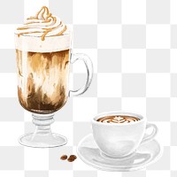 Cafe coffee png, aesthetic illustration, transparent background