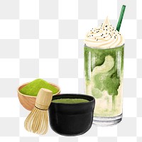 Matcha tea png, Japanese drinks, transparent background