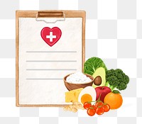 Healthy eating png, aesthetic illustration, transparent background