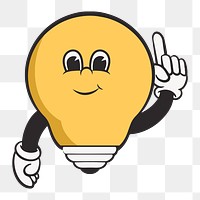 Light bulb png, retro illustration, transparent background