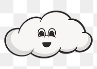 Cloud character png, retro illustration, transparent background