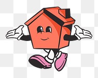 House character png, retro illustration, transparent background