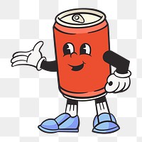 Can  character png, retro illustration, transparent background