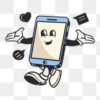 Social media png, retro illustration, transparent background