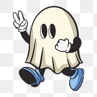Ghost character png, retro illustration, transparent background