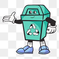 Trash can png, retro illustration, transparent background