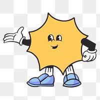 Star character png, retro illustration, transparent background