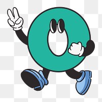 Circle character png, retro illustration, transparent background