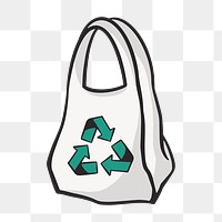 Recycle bag png, retro illustration, transparent background