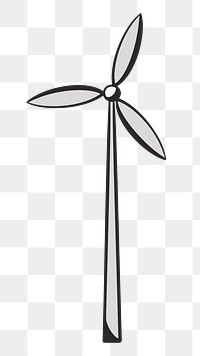 Wind turbine png, retro illustration, transparent background