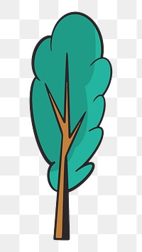 Cartoon tree png, retro illustration, transparent background