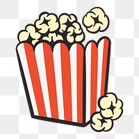 Movie popcorn png, retro illustration, transparent background