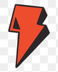 Lightning bolt png, retro illustration, transparent background