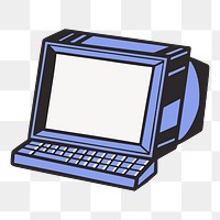 Desktop computer png, retro illustration, transparent background