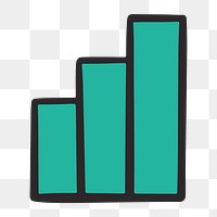 Bar chart png, retro illustration, transparent background