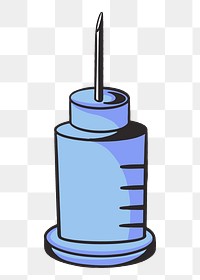 Syringe needle png, retro illustration, transparent background