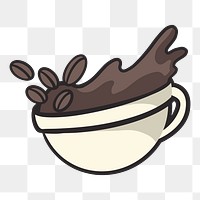 Coffee cup png, retro illustration, transparent background