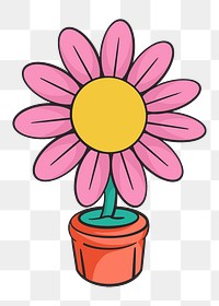 Flower pot png, retro illustration, transparent background