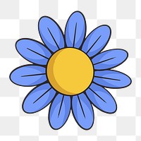 Cartoon flower png, retro illustration, transparent background