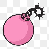 Cartoon bomb png, retro illustration, transparent background