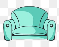 Couch sofa png, retro illustration, transparent background