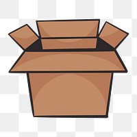 Cardboard box png, retro illustration, transparent background