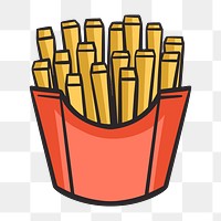 French fries png, retro illustration, transparent background