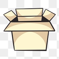 Cardboard box png, retro illustration, transparent background