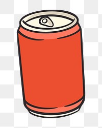 Soda can png, retro illustration, transparent background