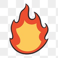 Fire flame png, retro illustration, transparent background