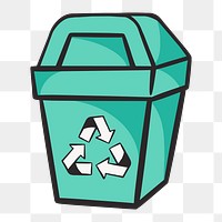 Recycling bin png, retro illustration, transparent background