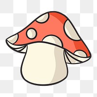 Spotted mushroom png, retro illustration, transparent background