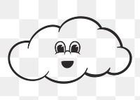 Cloud character png, retro illustration, transparent background