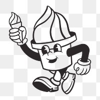 Ice cream png, retro illustration, transparent background