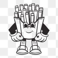 Fries character png, retro illustration, transparent background