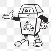 Recycle character png, retro illustration, transparent background