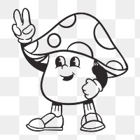 Mushroom character png, retro illustration, transparent background