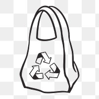 Recycle bag png, retro illustration, transparent background