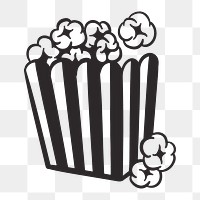 Theater popcorn png, retro illustration, transparent background