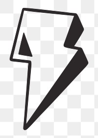 Lightning bolt png, retro illustration, transparent background