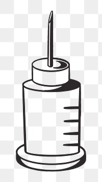 Syringe needle png, retro illustration, transparent background