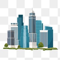 City buildings png illustration, transparent background