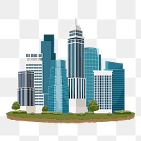 City buildings png illustration, transparent background