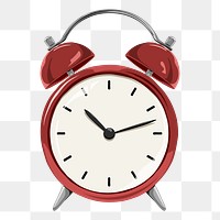 Red alarm clock png object illustration, transparent background