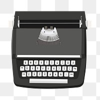 PNG retro black typewriter,
