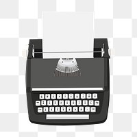 PNG retro black typewriter,