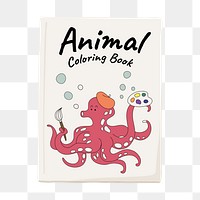 Animal coloring book, cute stationery illustration