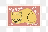 Cat postage stamp, cute illustration