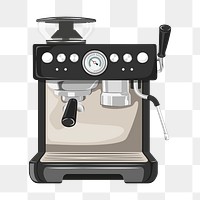 Coffee maker png cute machine illustration, transparent background